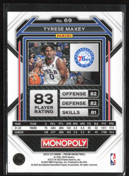 2022-23 Panini Prizm Monopoly #69 Tyrese Maxey