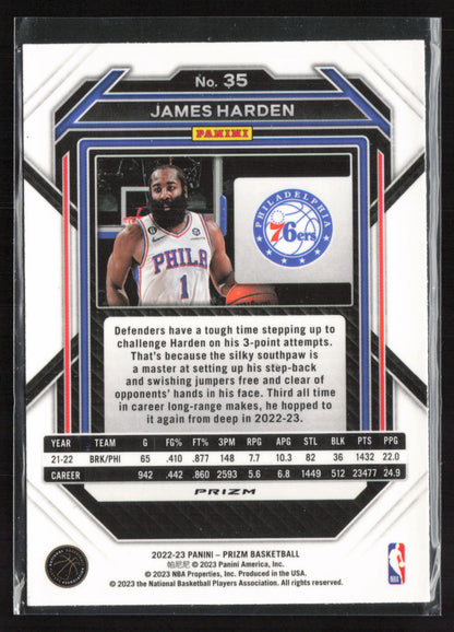 2022-23 Panini Prizm #35 James Harden Prizms Silver