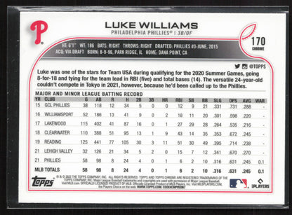 2022 Topps Chrome Sonic #170 Luke Williams