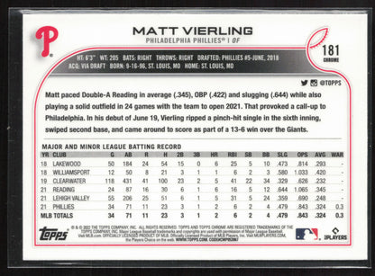 2022 Topps Chrome #181 Matt Vierling