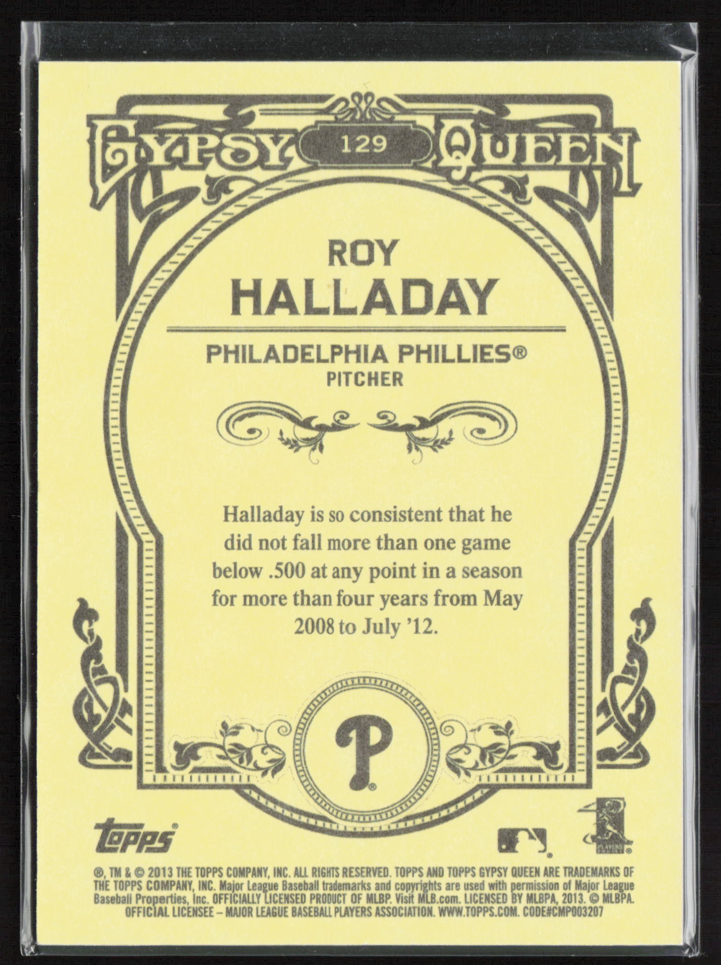 2013 Topps Gypsy Queen #129 Roy Halladay Framed White