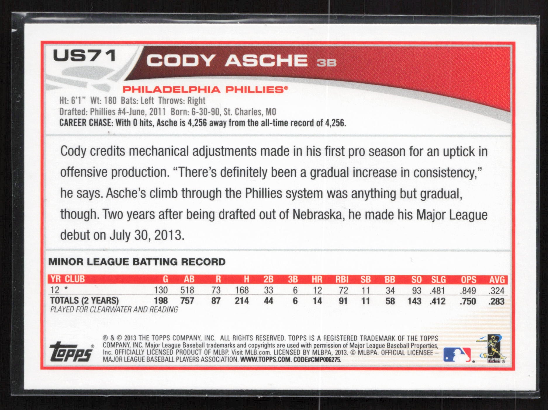 2013 Topps Update #US71 Cody Asche