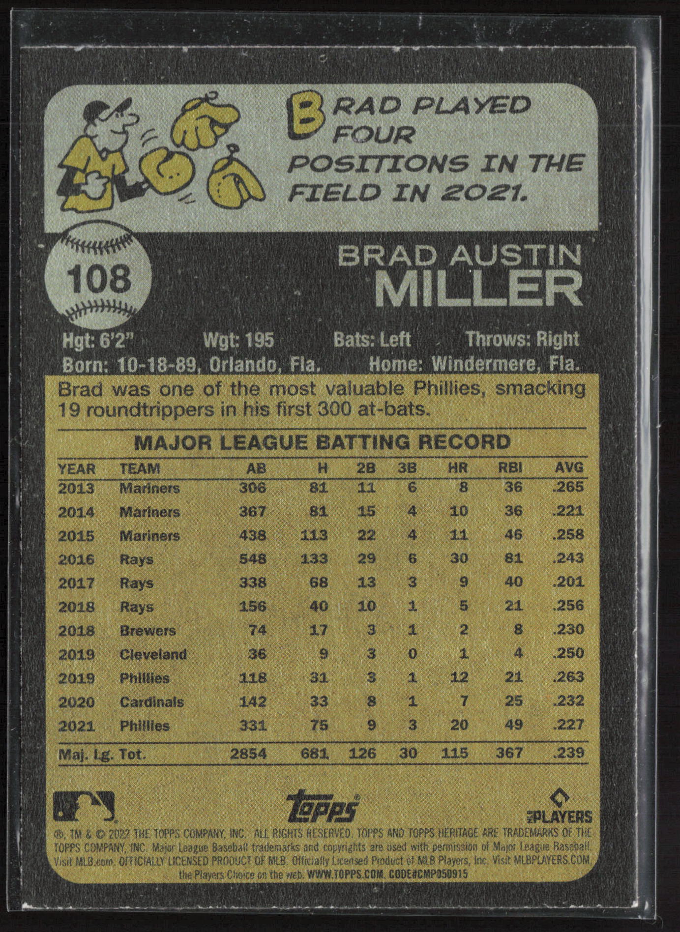 2022 Topps Heritage #108 Brad Miller