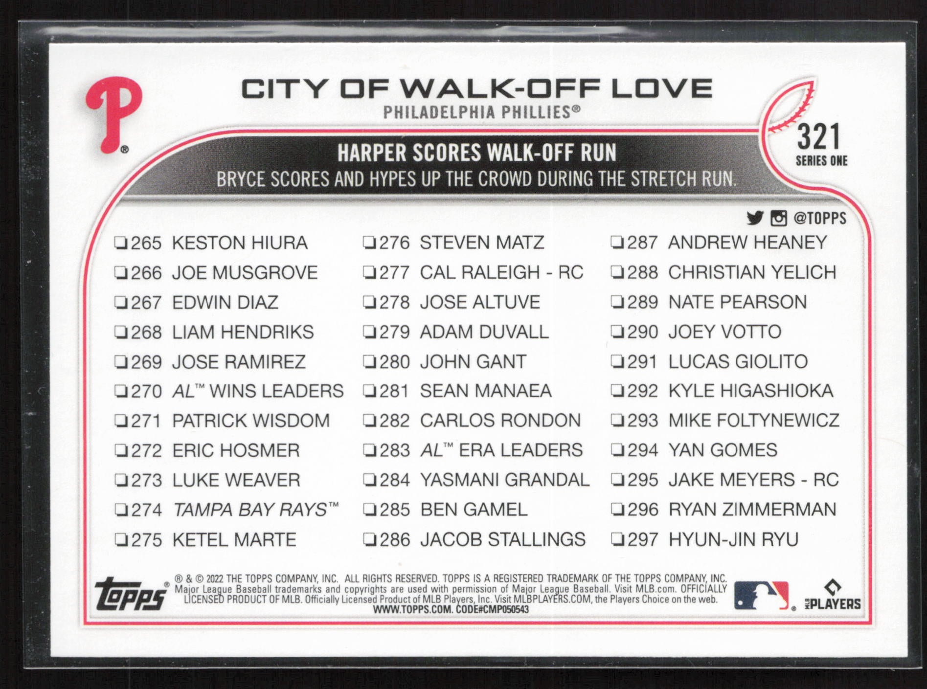 2022 Topps #321 City of Walk-Off Love