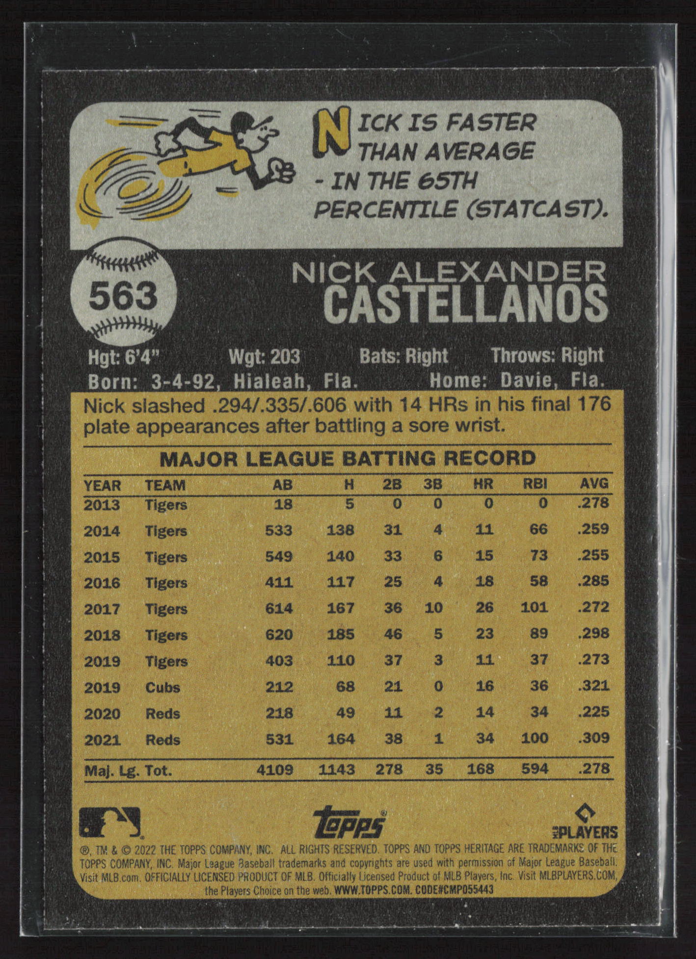 2022 Topps Heritage #563 Nick Castellanos