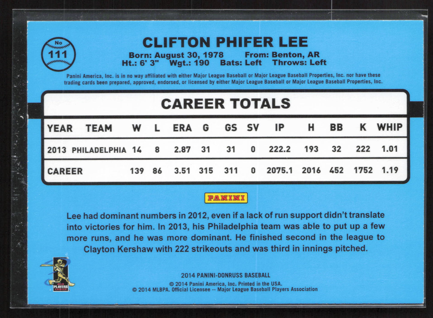 2014 Donruss #111 Cliff Lee