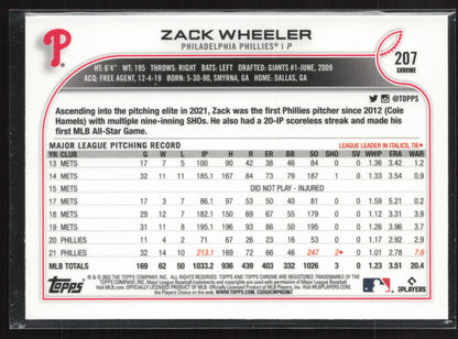 2022 Topps Chrome #207 Zack Wheeler