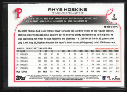 2022 Topps Chrome #8 Rhys Hoskins X-Fractor