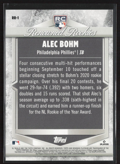 2021 Bowman Platinum #RR-1 Alec Bohm Renowned Rookies