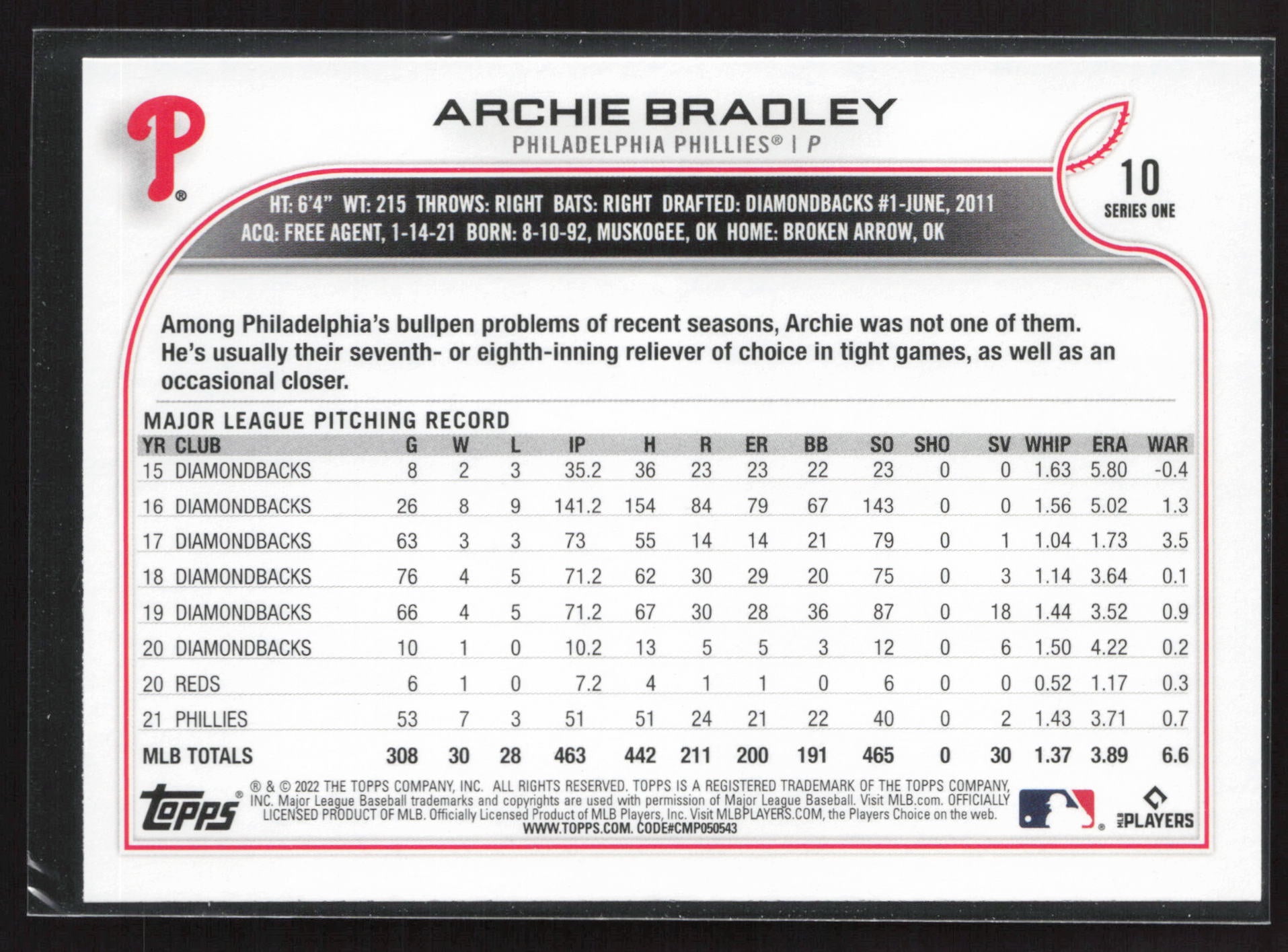 2022 Topps #10 Archie Bradley