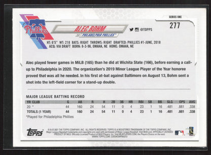 2021 Topps #277a Alec Bohm