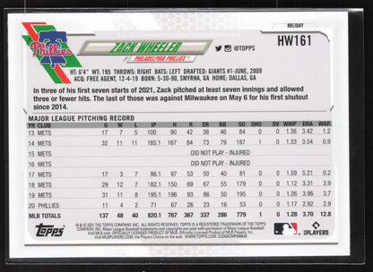 2021 Topps Holiday #HW161 Zack Wheeler