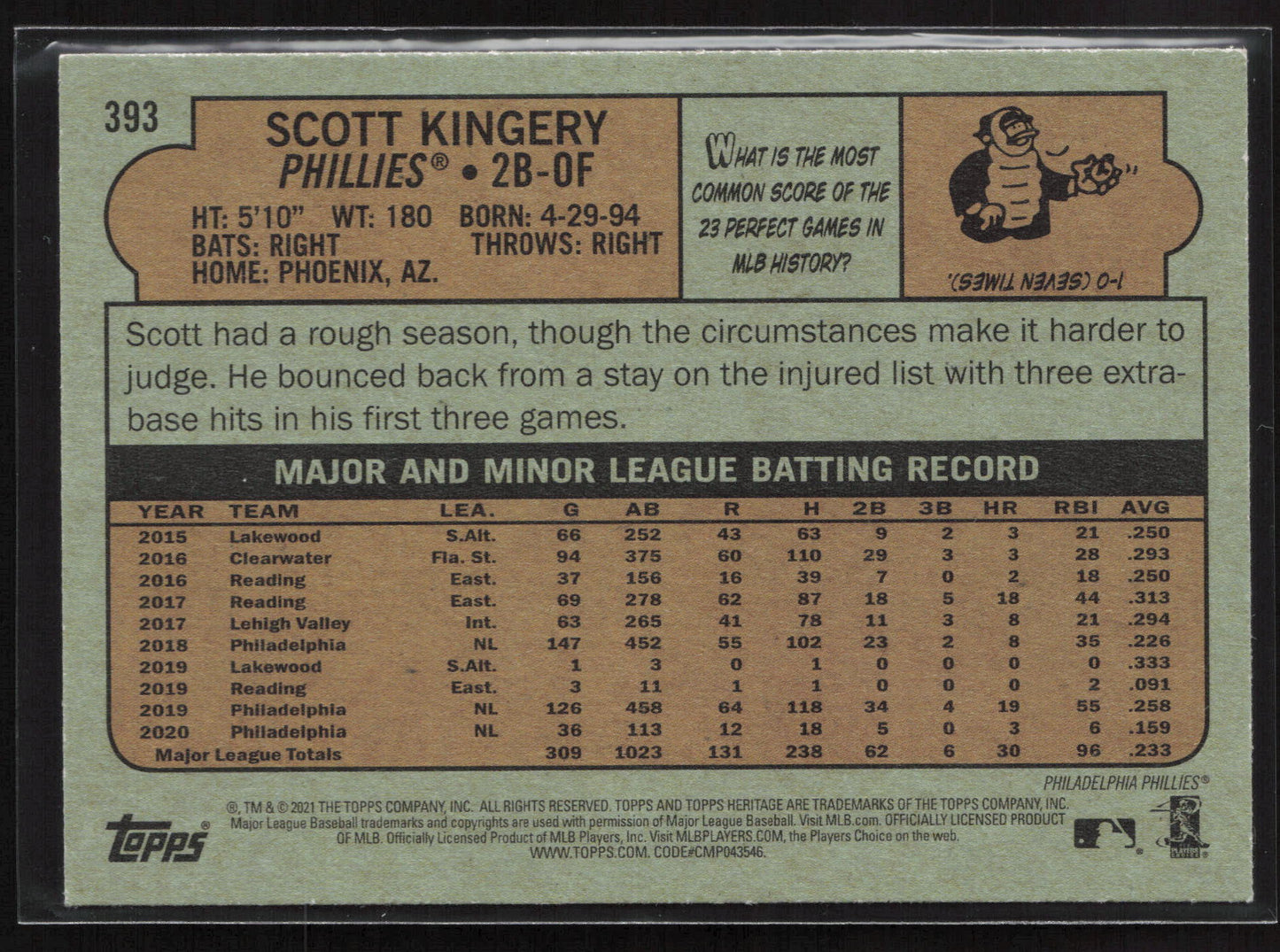 2021 Topps Heritage #393 Scott Kingery