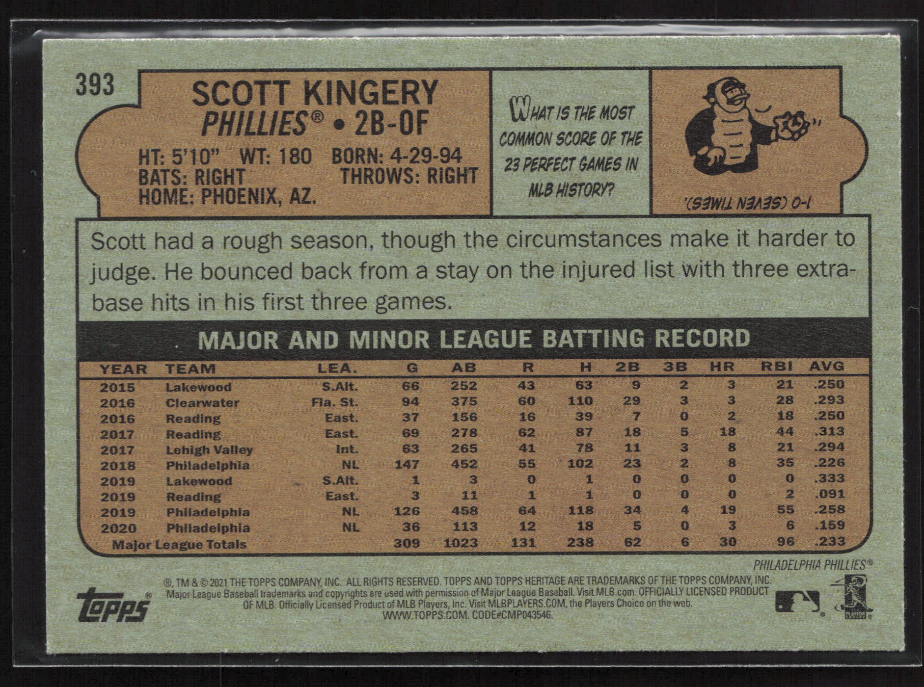 2021 Topps Heritage #393 Scott Kingery