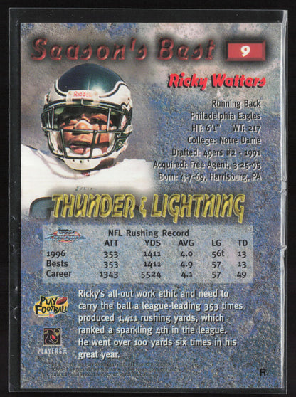 1997 Topps Chrome #9 Ricky Watters Season's Best Refractors