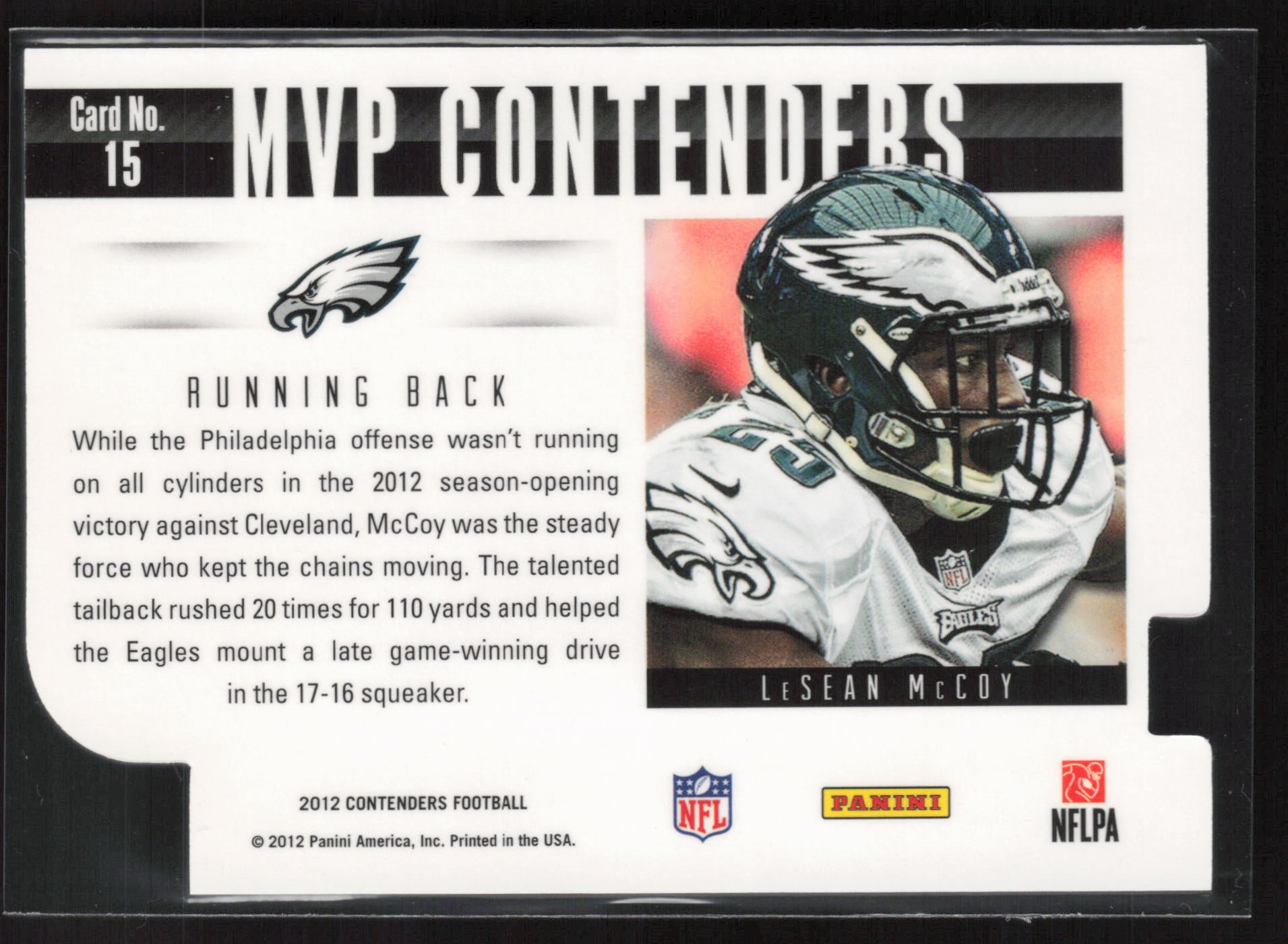 2012 Panini Contenders #15 LeSean McCoy MVP Contenders