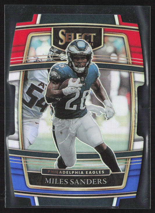 2021 Panini Select #28 Miles Sanders Red and Blue Prizm Die Cut