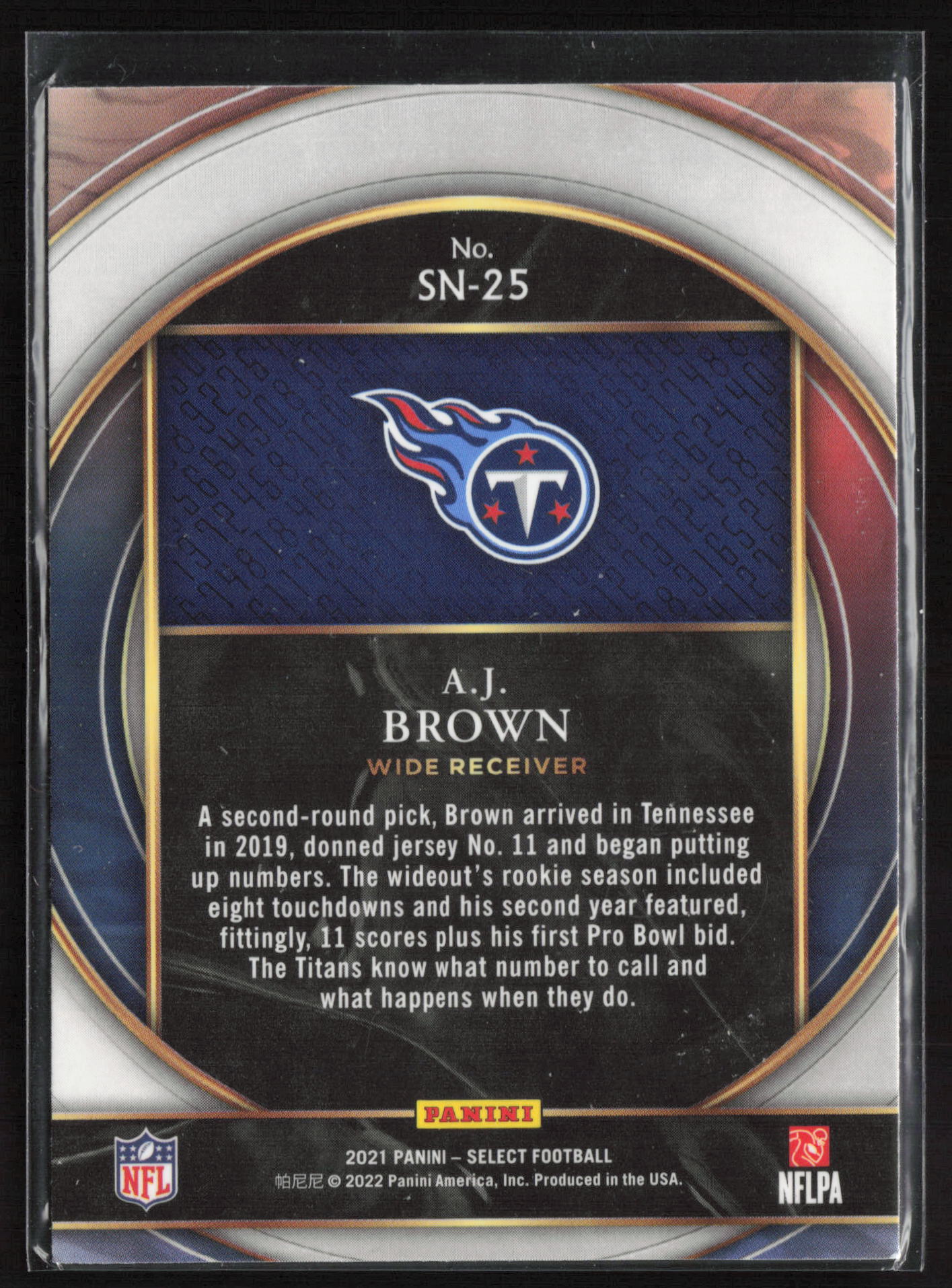 2021 Panini Select #SN-25 A.J. Brown Select Numbers