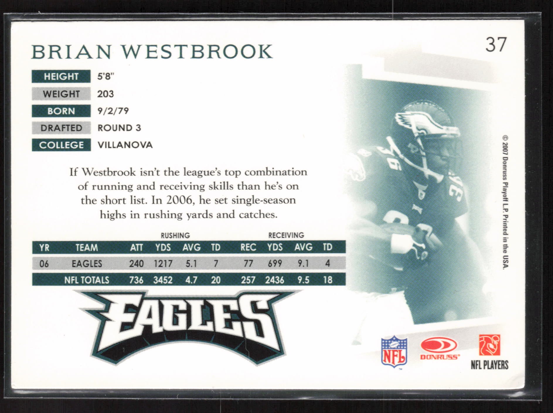 2007 Donruss Threads #37 Brian Westbrook