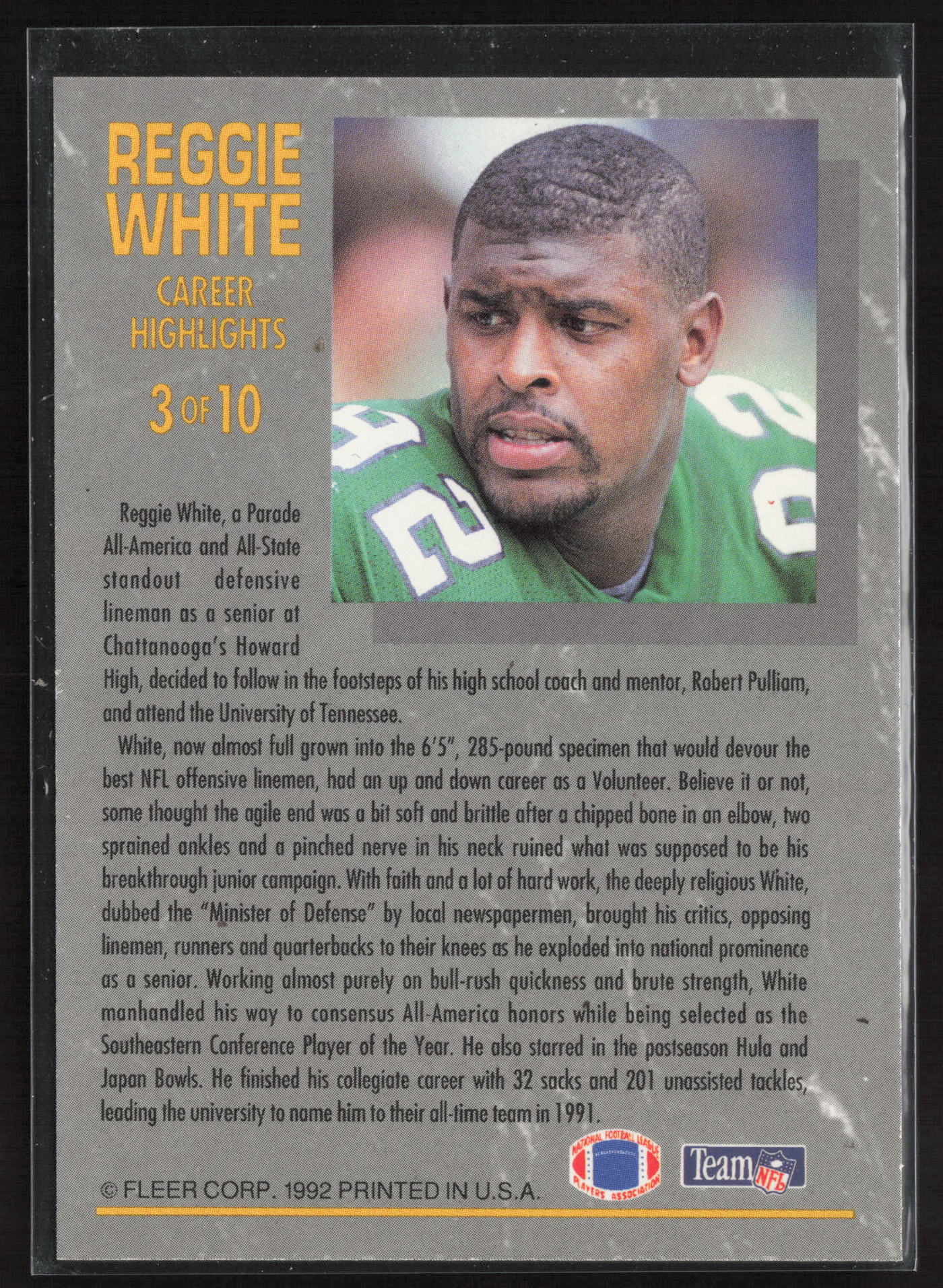 1992 Ultra #3 Reggie White Reggie White: Career Highlights