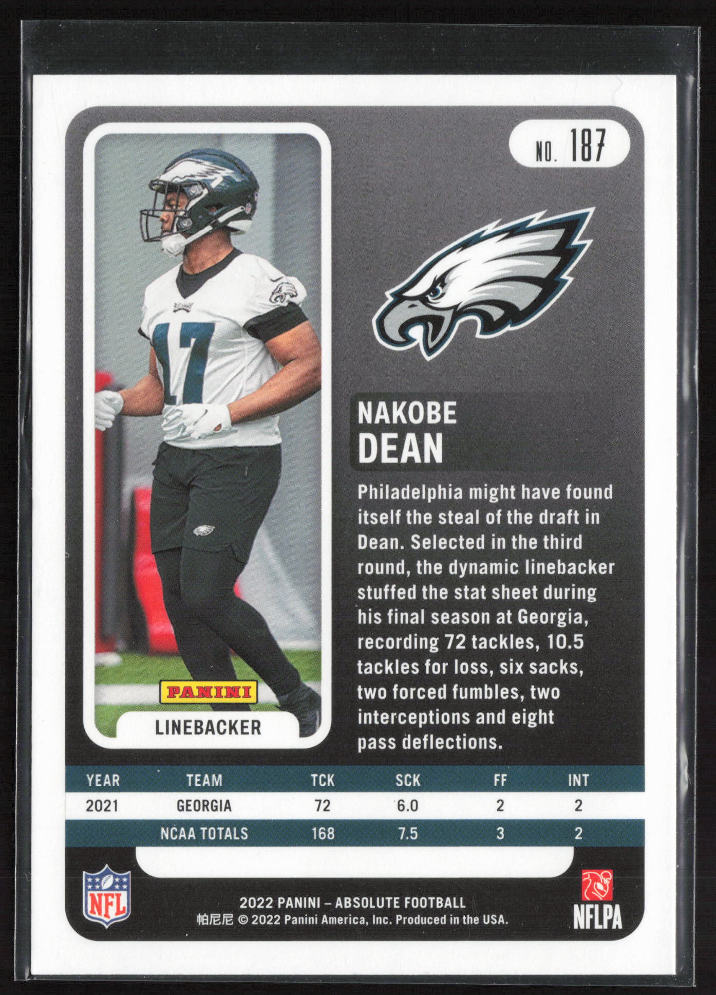 2022 Panini Absolute #187 Nakobe Dean Retail