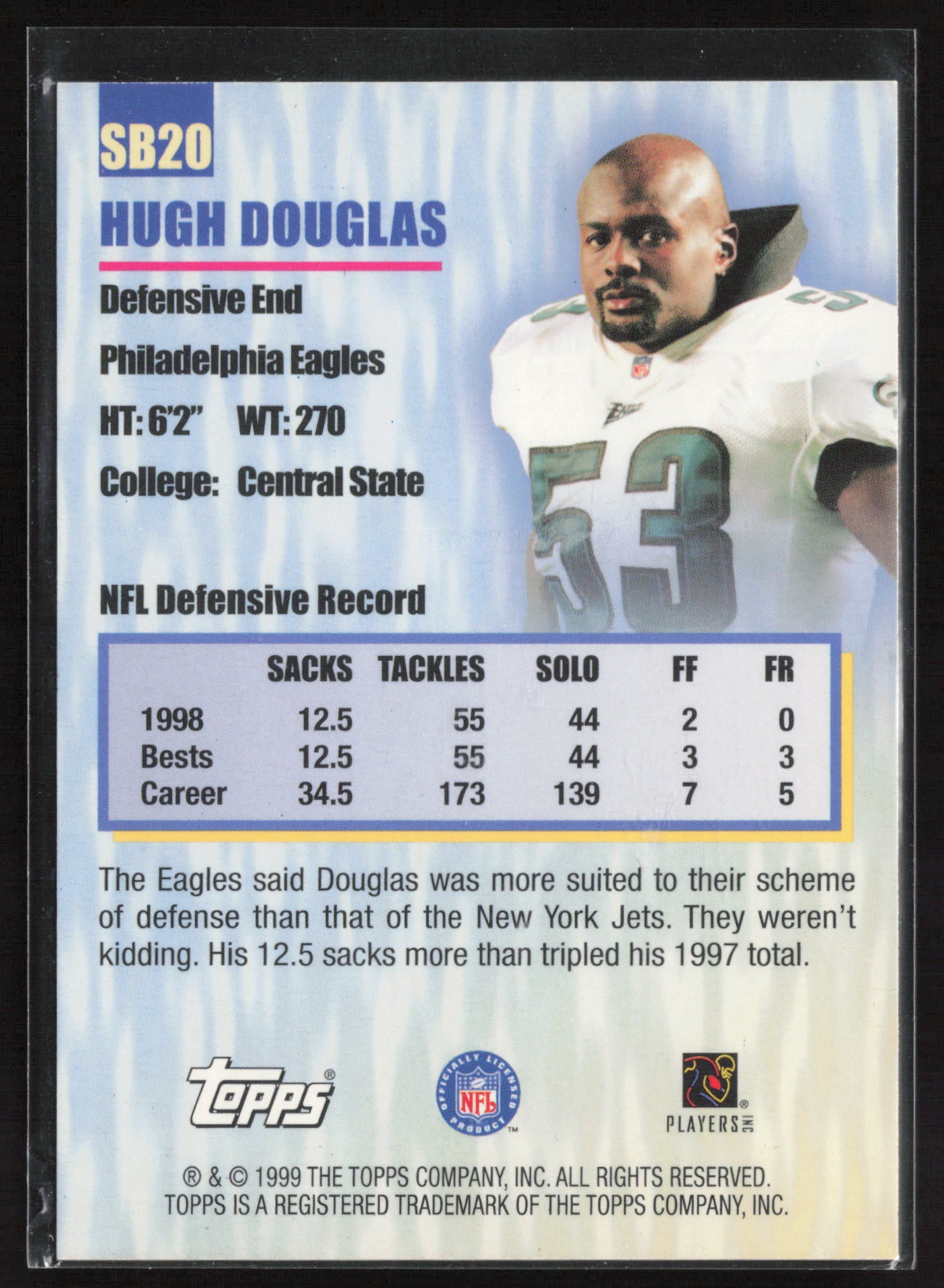 1999 Topps #SB20 Hugh Douglas Season's Best