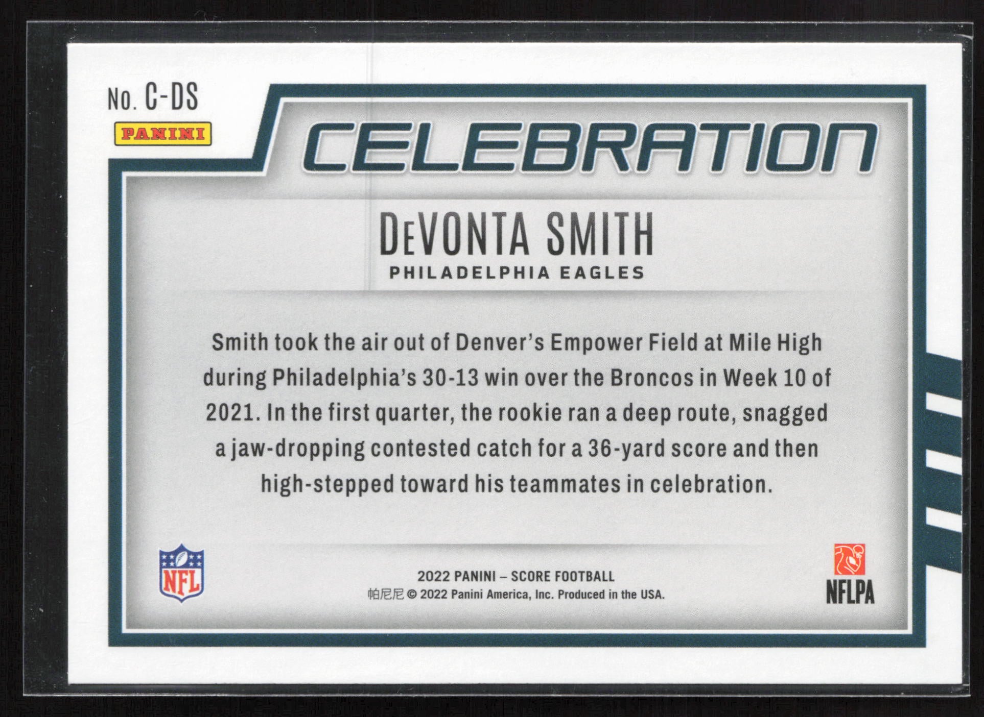 2022 Score #C-DS DeVonta Smith Celebration Gold