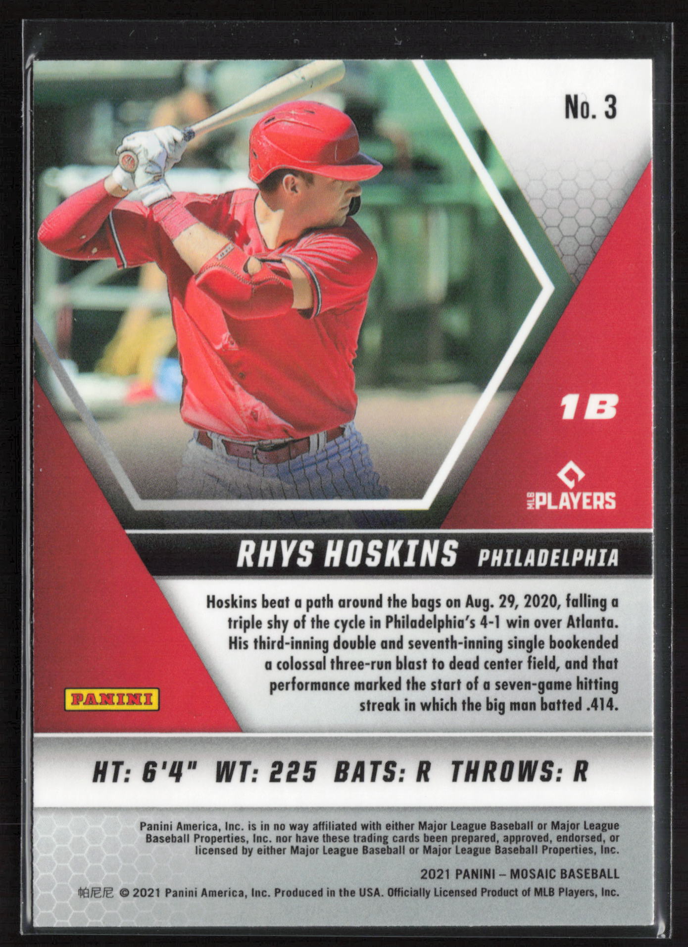 2021 Panini Mosaic #3 Rhys Hoskins