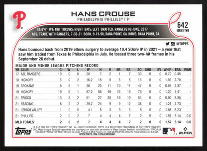 2022 Topps #642 Hans Crouse