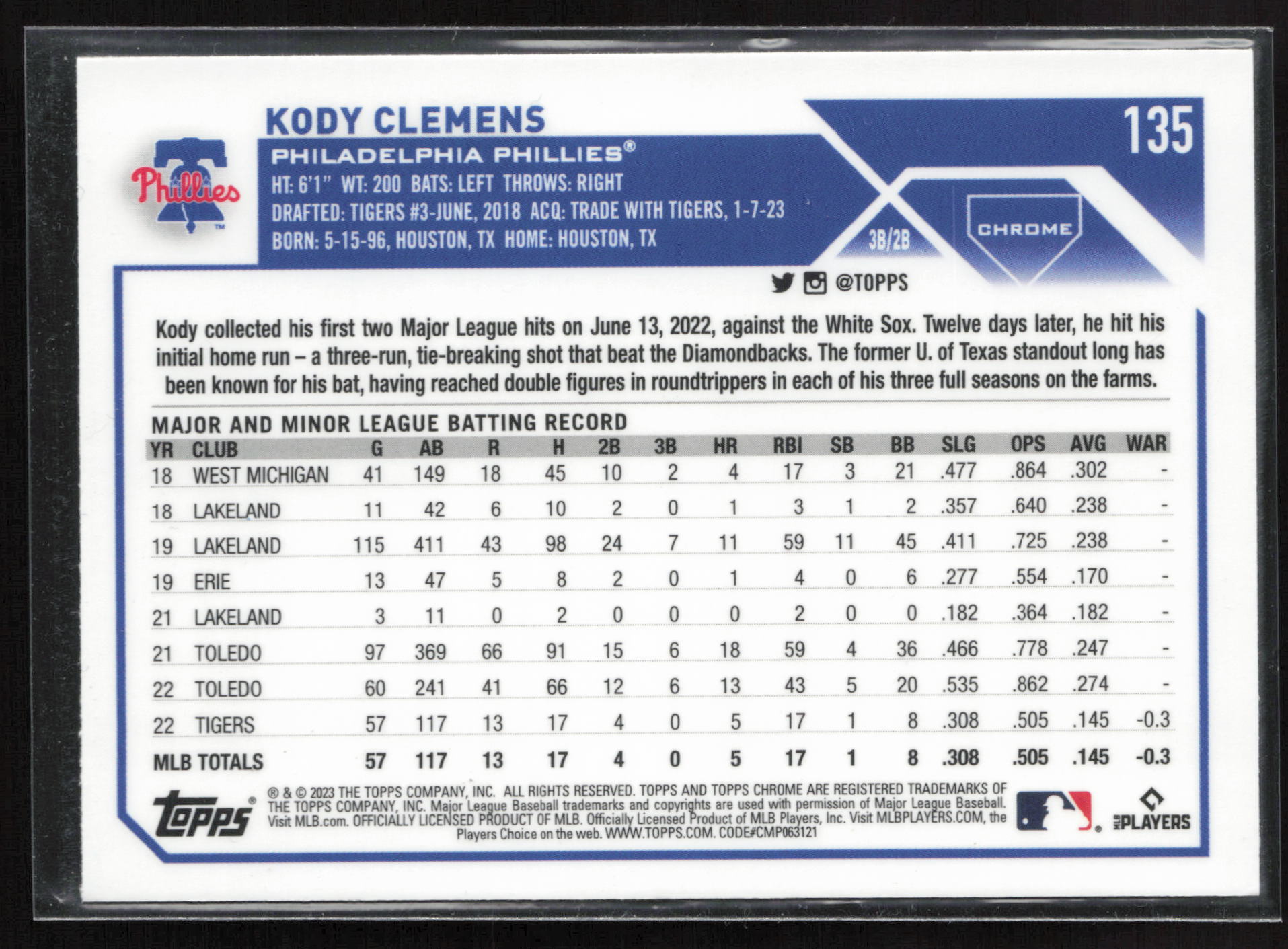 2023 Topps Chrome #135 Kody Clemens