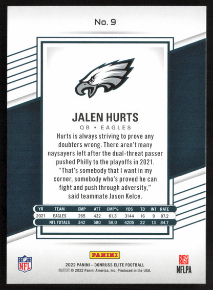 2022 Donruss Elite #9 Jalen Hurts