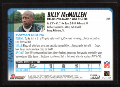 2003 Bowman #219 Billy McMullen