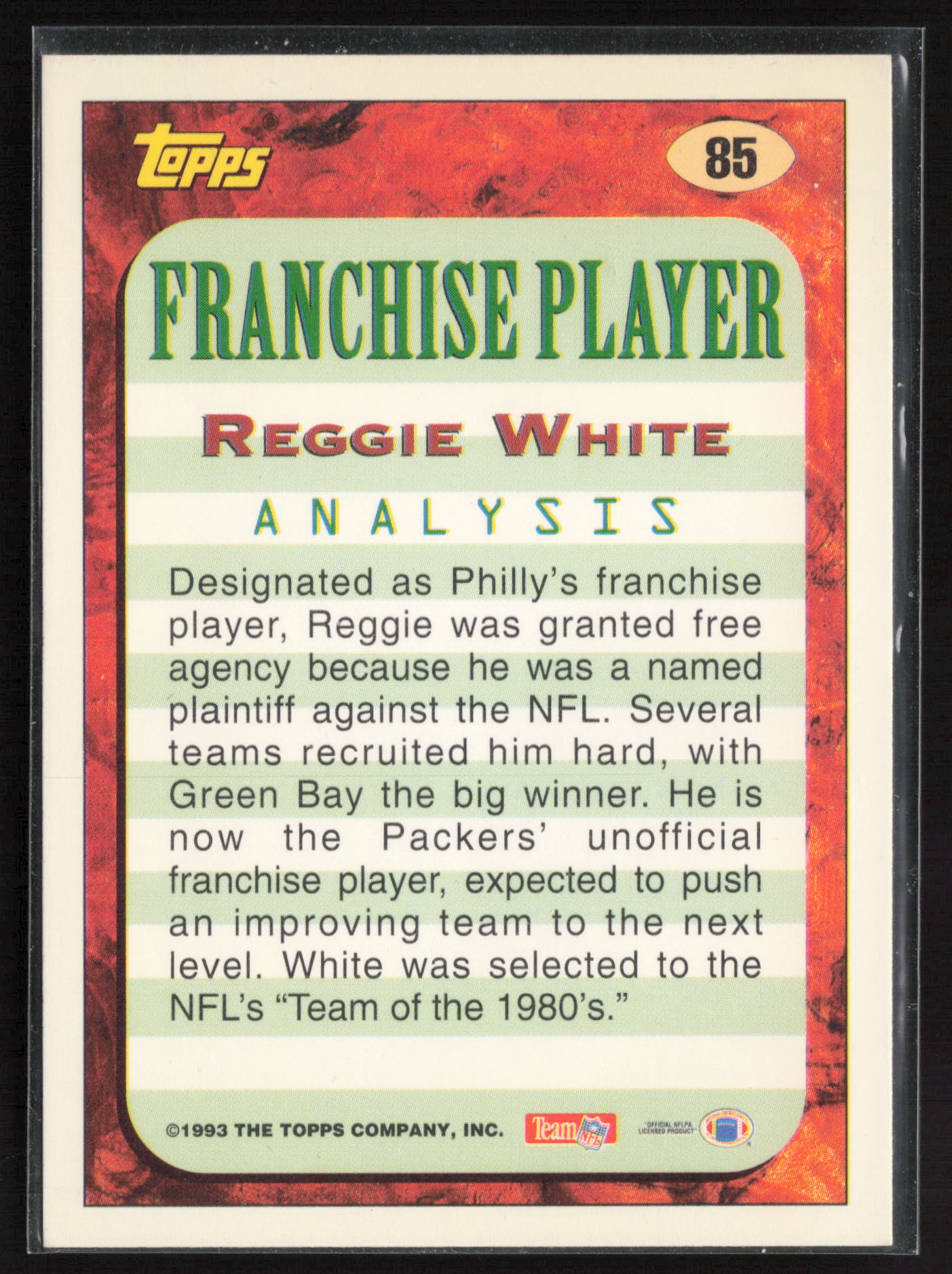 1993 Topps #85 Reggie White Gold