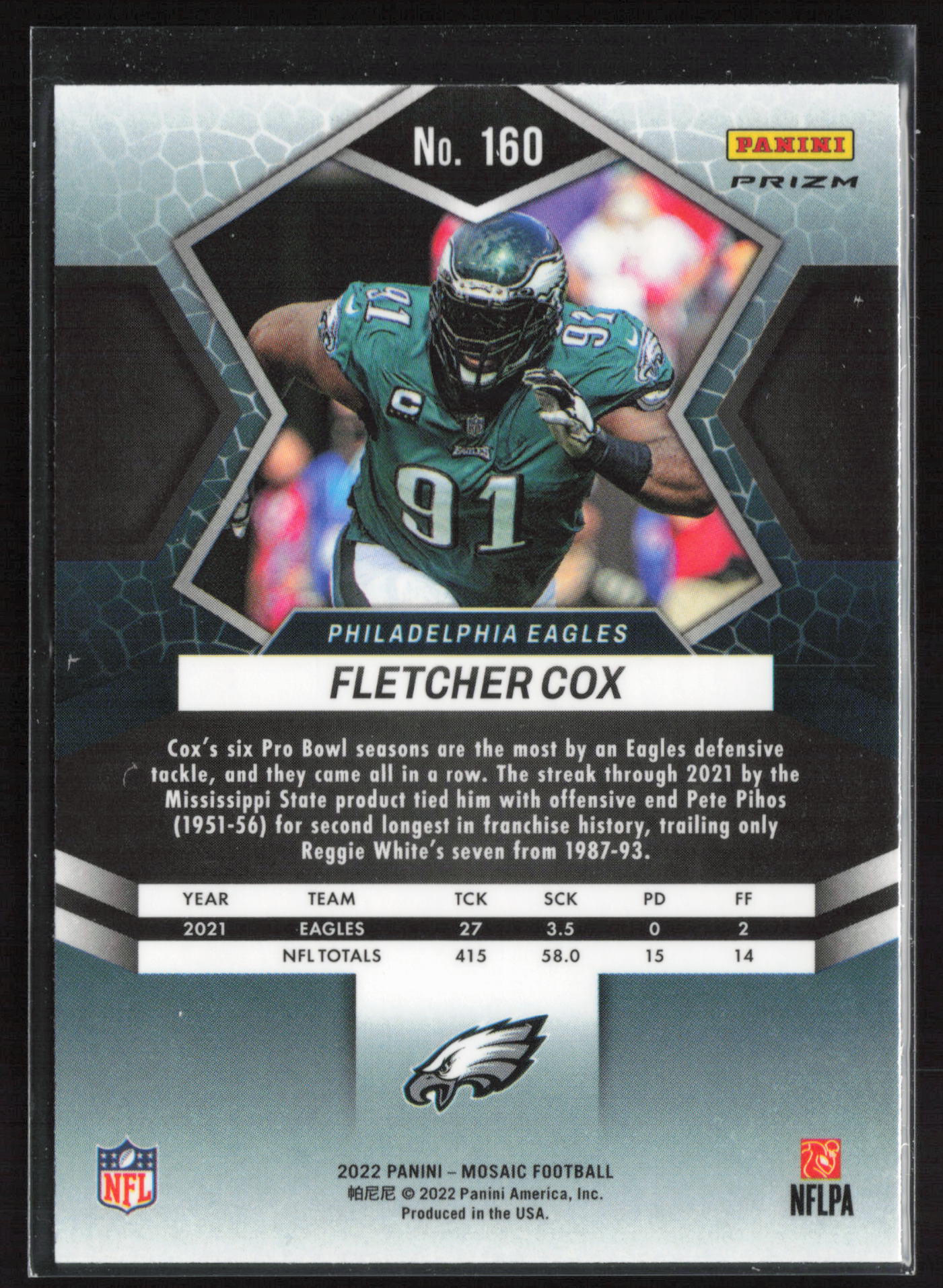 2022 Panini Mosaic #160 Fletcher Cox Sparkle Red