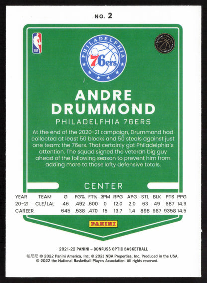 2021-22 Donruss Optic #2 Andre Drummond