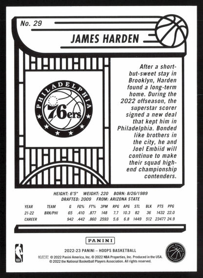 2022-23 Hoops Winter #29 James Harden