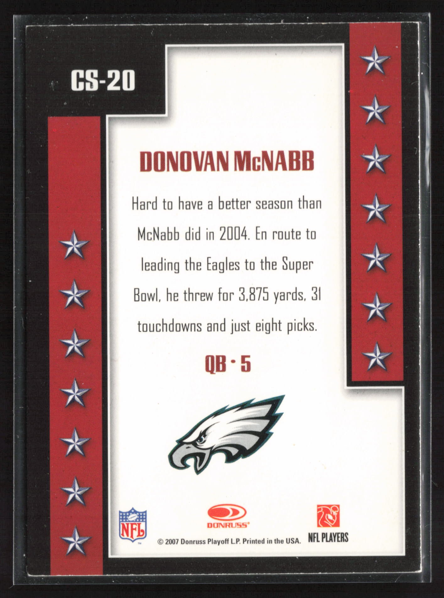 2007 Donruss Threads #CS-20 Donovan McNabb Century Stars Gold