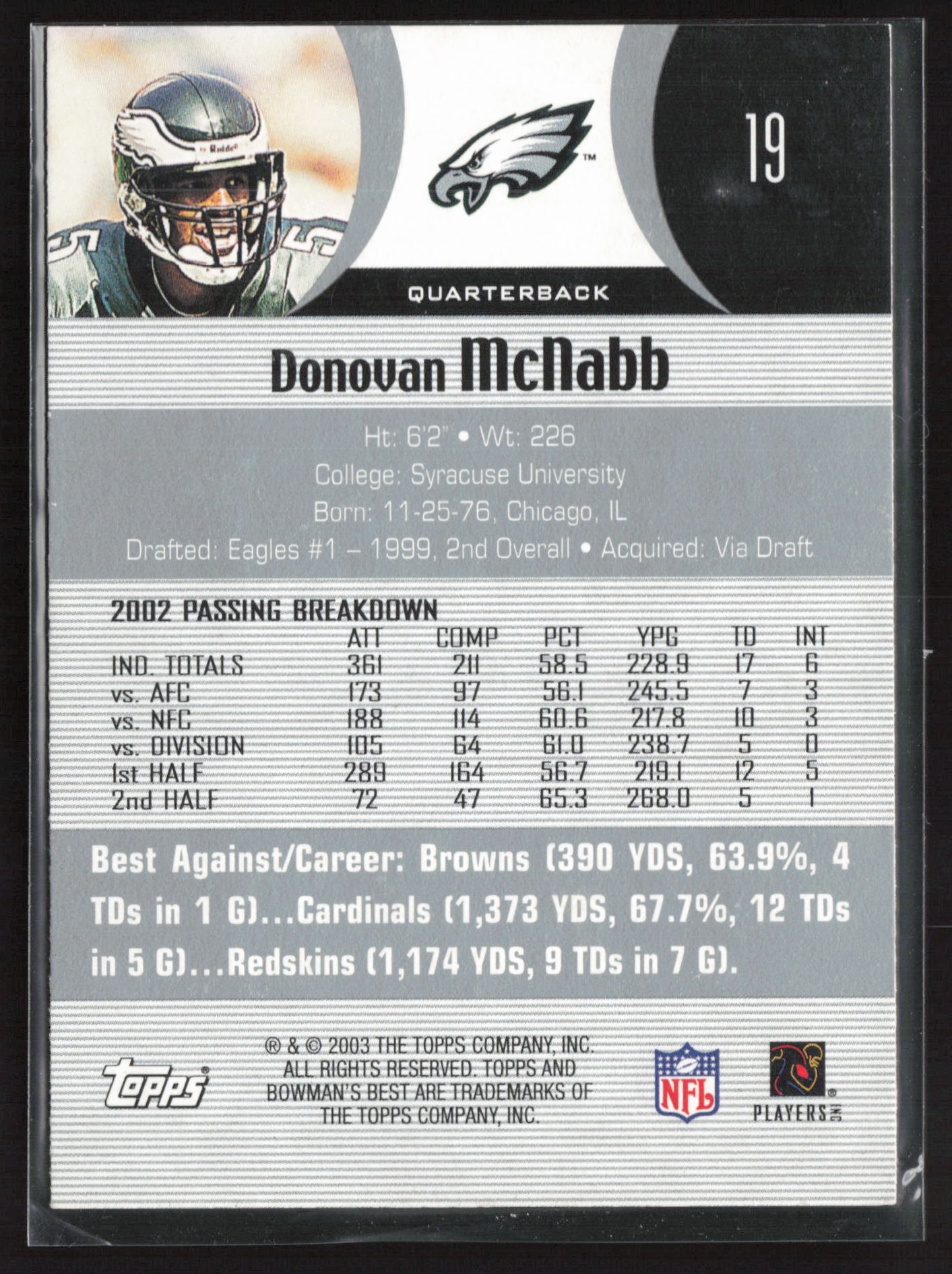 2003 Bowman's Best #19 Donovan McNabb