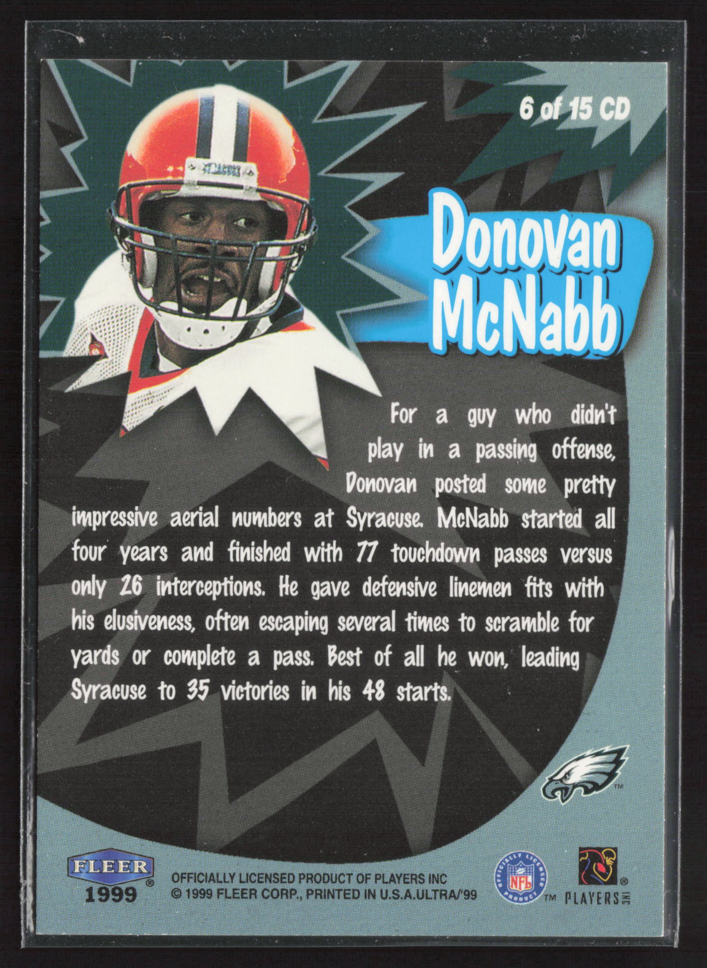 1999 Ultra #6 CD Donovan McNabb Caught in the Draft