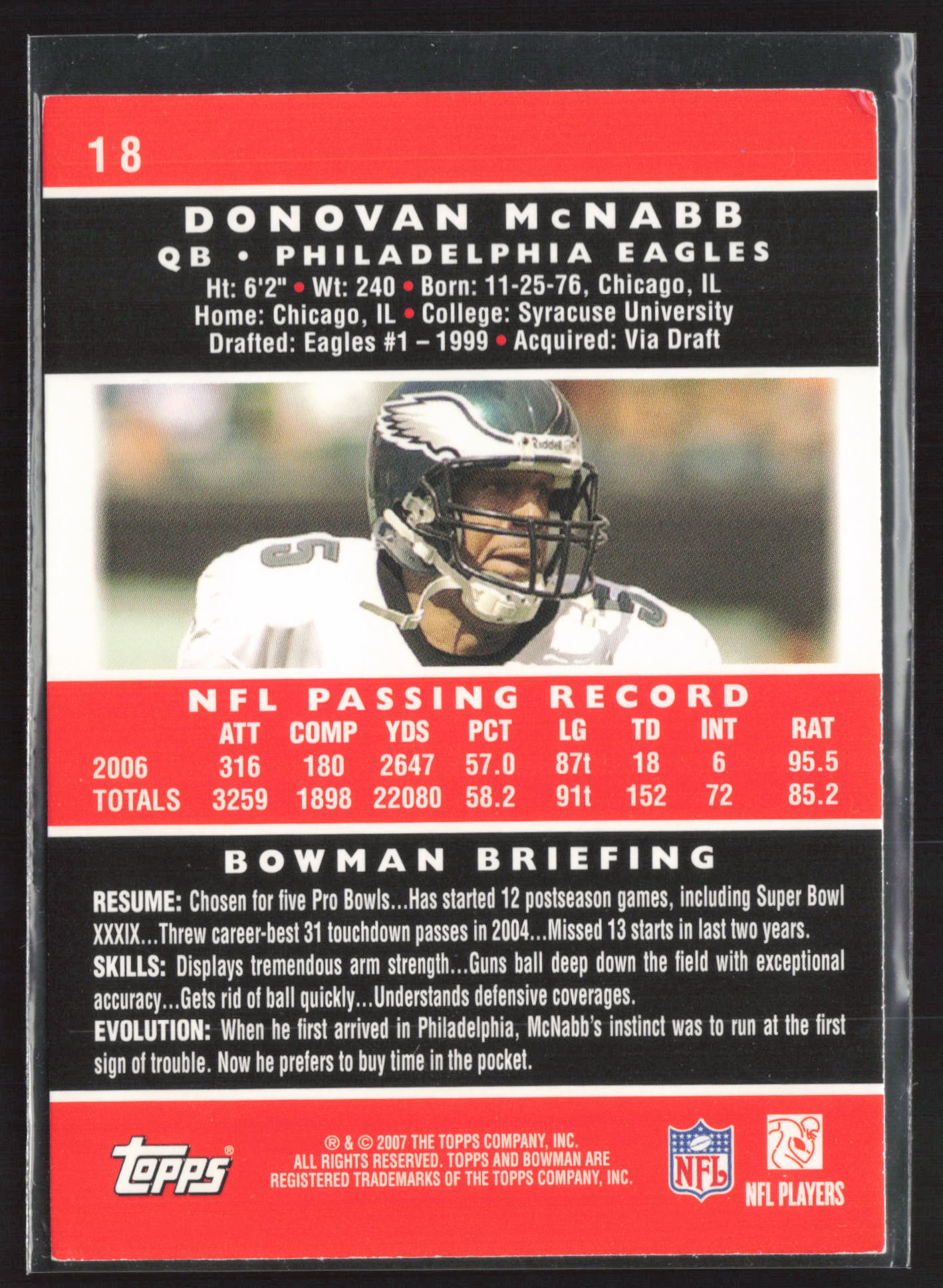 2007 Bowman #18 Donovan McNabb