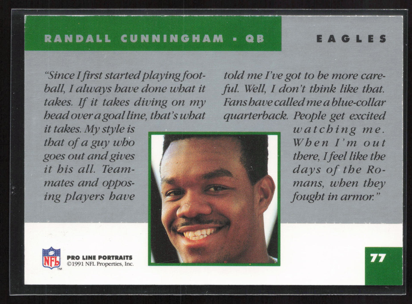 1991 Pro Line Portraits #77 Randall Cunningham