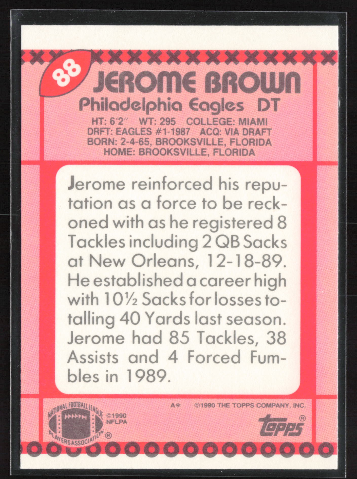 1990 Topps #88a Jerome Brown