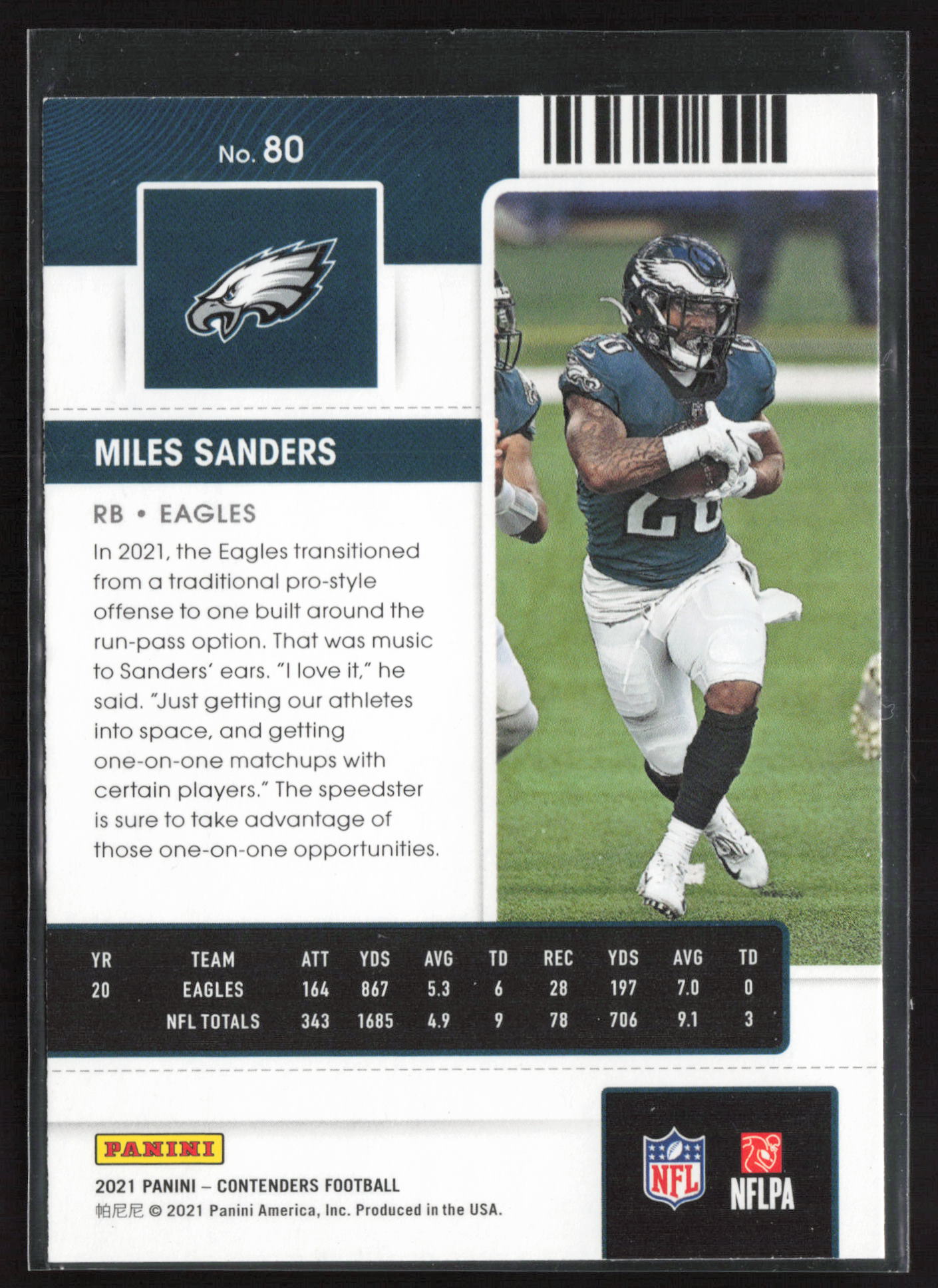 2021 Panini Contenders #80 Miles Sanders