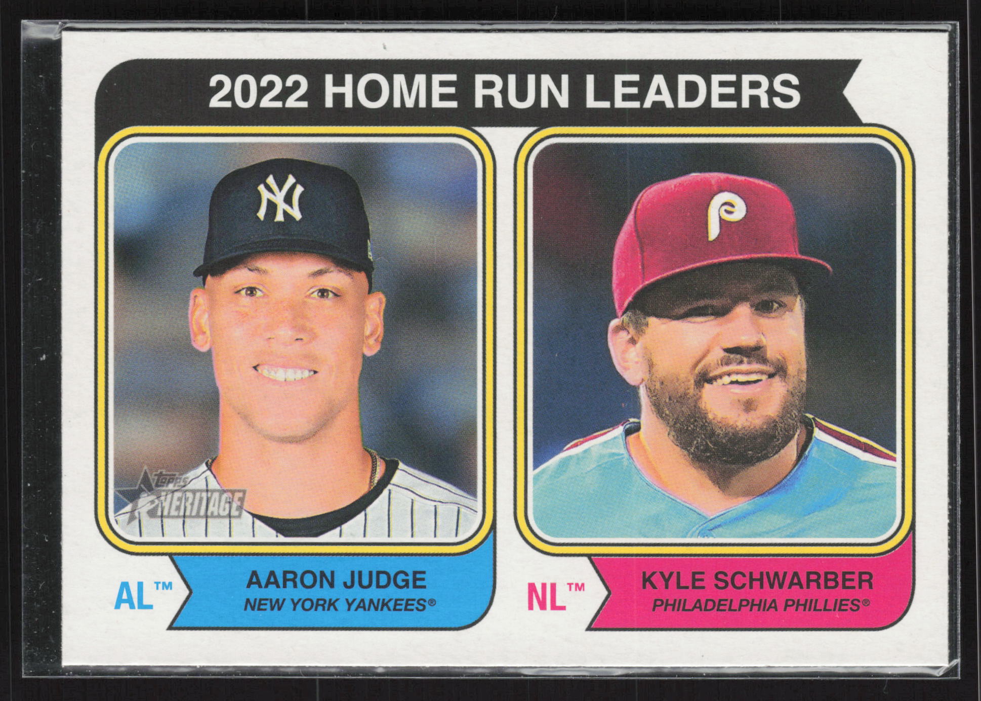 2023 Topps Heritage #202 2022 Home Run Leaders (Aaron Judge / Kyle Schwarber)