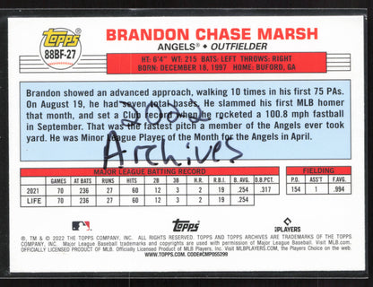 2022 Topps Archives #88BF-27 Brandon Marsh 1988 Topps Big Foil