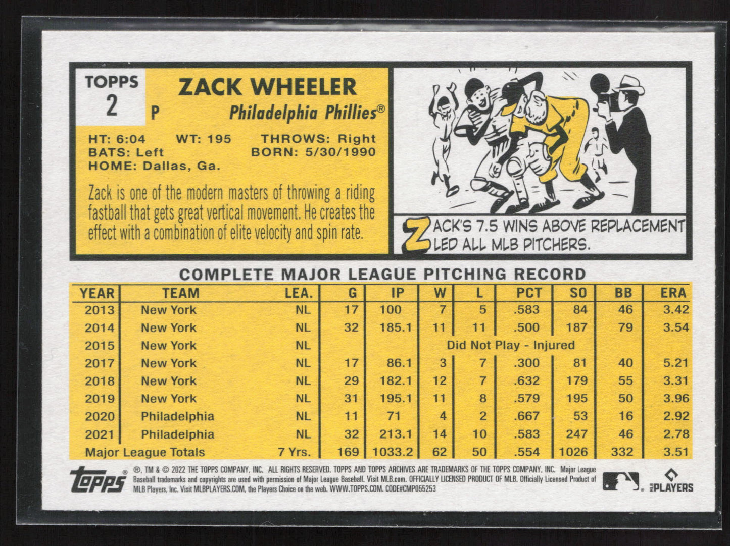 2022 Topps Archives #2 Zack Wheeler