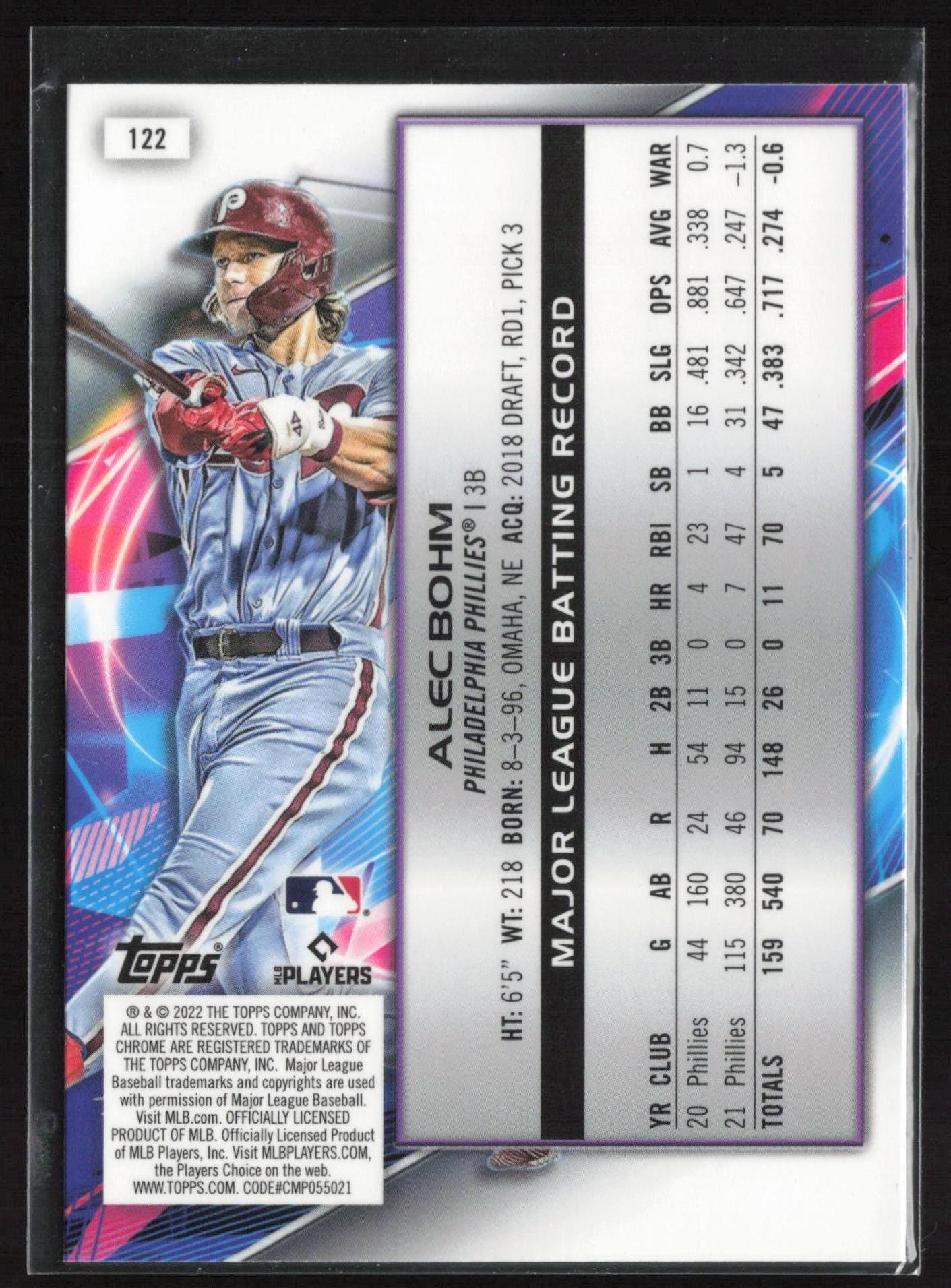 2022 Topps Chrome Cosmic #122 Alec Bohm