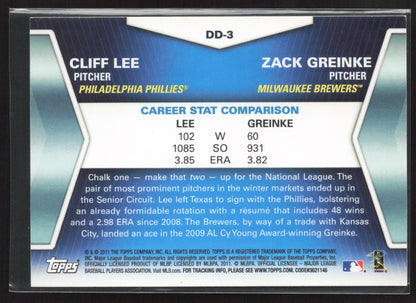 2011 Topps #DD-3 Cliff Lee / Zack Greinke Diamond Duos (Series 2)