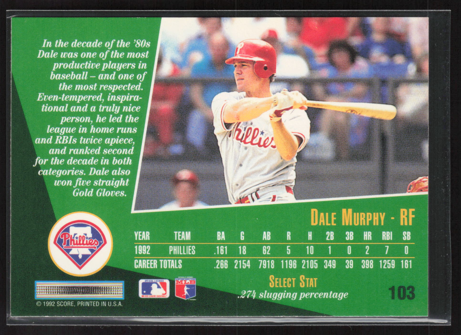 1993 Select #103 Dale Murphy