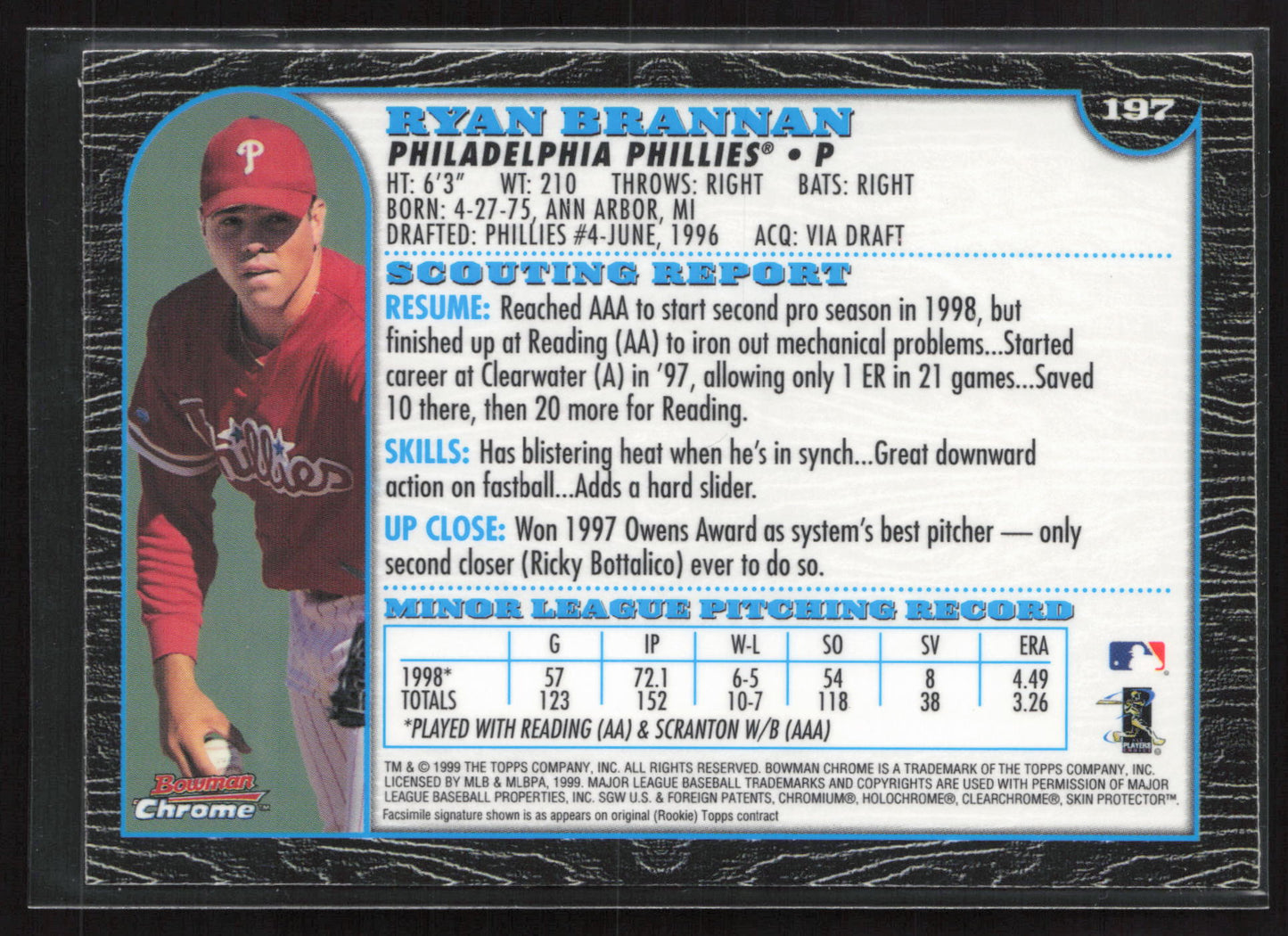 1999 Bowman #197 Ryan Brannan International